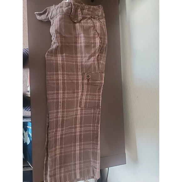 Tommy Hilfiger Denim - Tommy Jeans Women's Brown Pink Capri Pants Size 11 Vintage Y2K Cropped Trousers